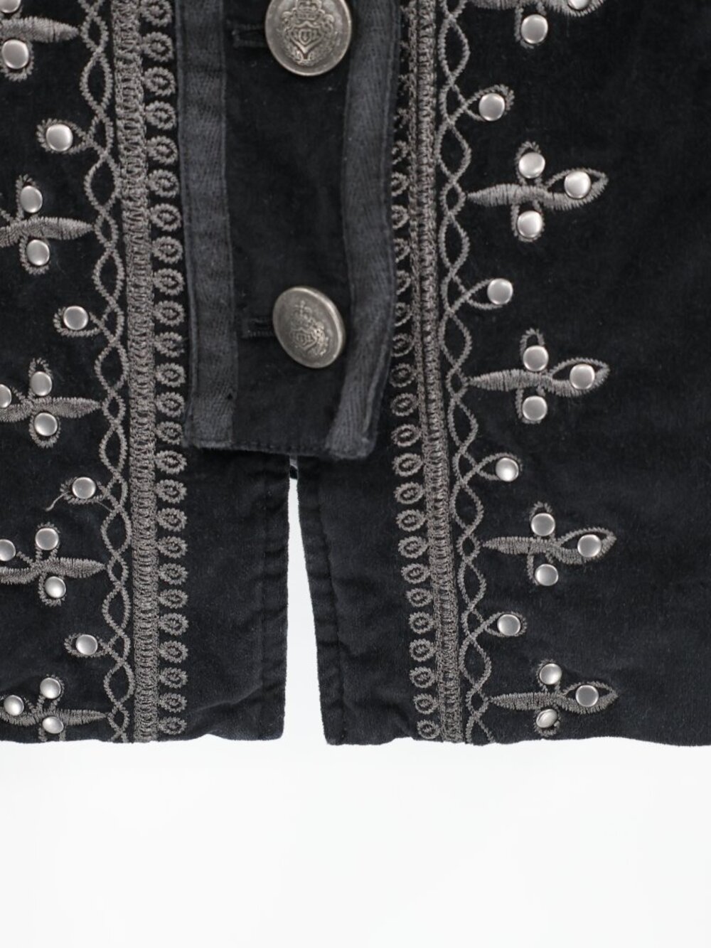 Free People Maven Velvet Black Jacket womens small military cavalry buttons  Has - Picture 3 of 14